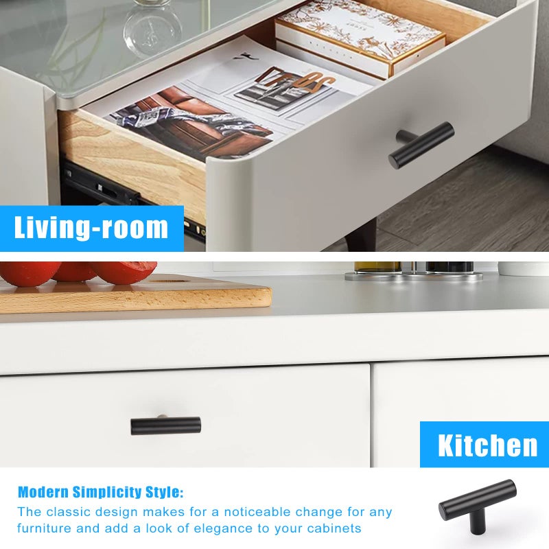 KNOBWELL 20 Pack Single Hole 2" Black Cabinet Knobs and Pulls, Drawer Knobs, Dresser Knob for Kitchen and Bathroom - Image 2